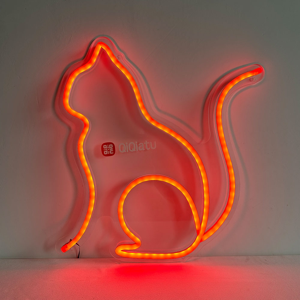 QiQiatu Full Color Cat Neon Sign, Home Decor Lights for Bedroom, Living Room, Wedding Decorations
