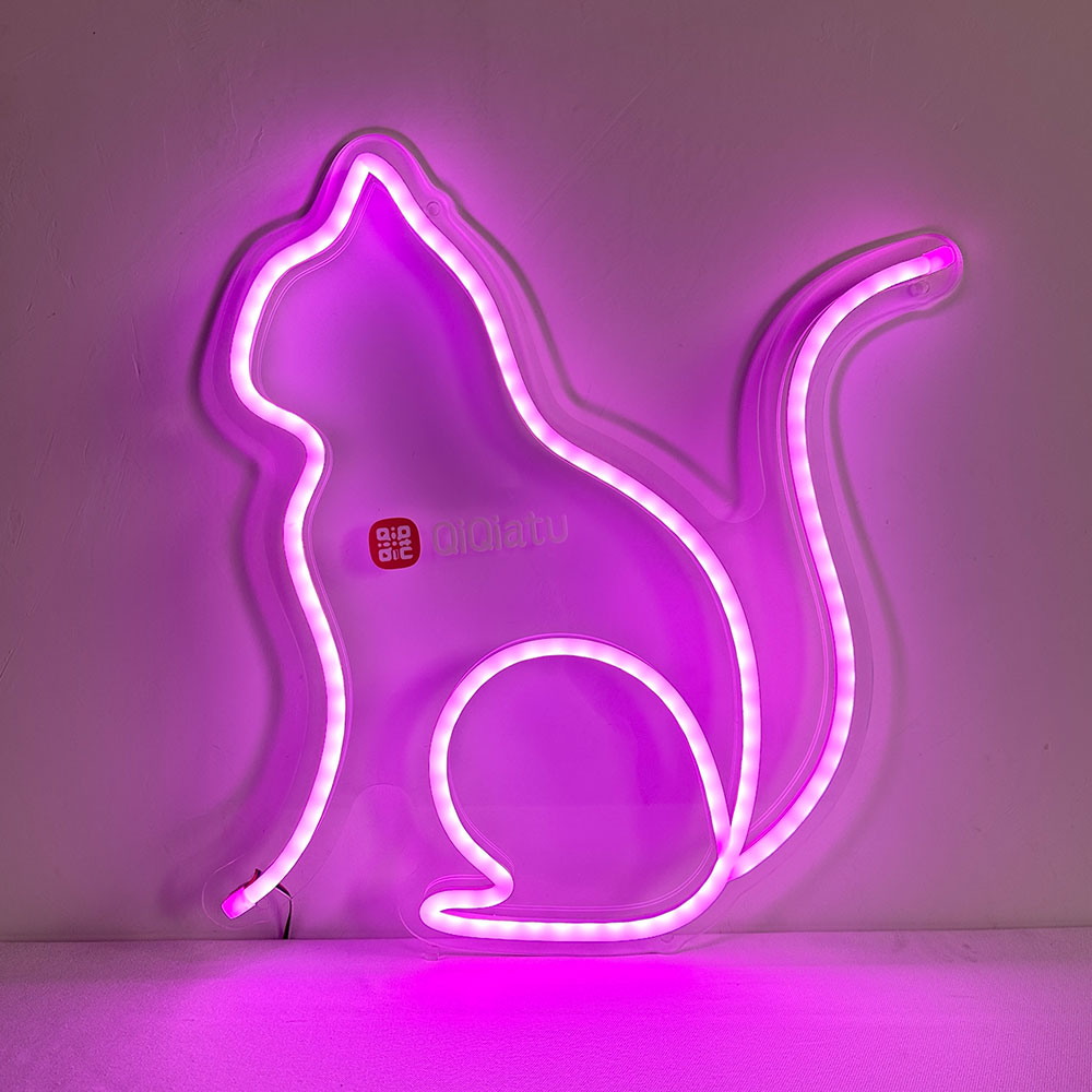 QiQiatu Full Color Cat Neon Sign, Home Decor Lights for Bedroom, Living Room, Wedding Decorations