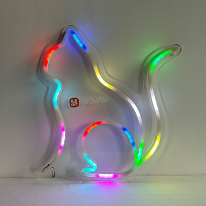 QiQiatu Full Color Cat Neon Sign, Home Decor Lights for Bedroom, Living Room, Wedding Decorations