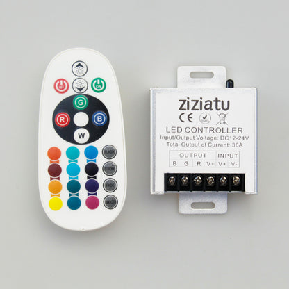 ziziatu  RGB Led controller 24Key RF Remote Big Power 360W LED Controller for RGB light DC12-24V