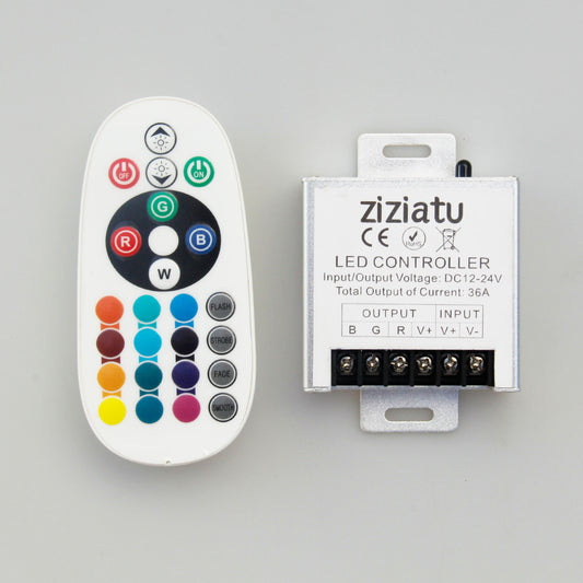 ziziatu  RGB Led controller 24Key RF Remote Big Power 360W LED Controller for RGB light DC12-24V