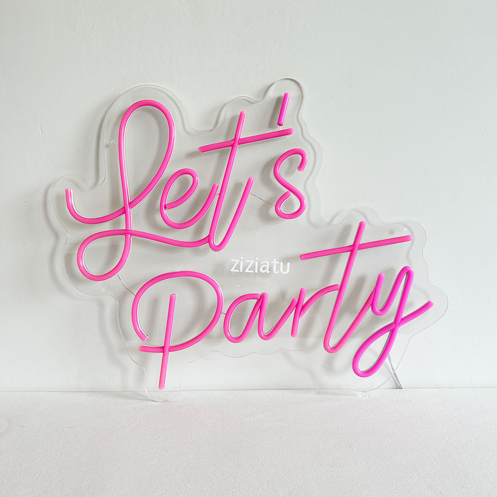 ziziatu Let's Party Neon Sign, LED Light for Home, Yard Party, Wedding, Engagement Backdrop, Room Wall Decoration