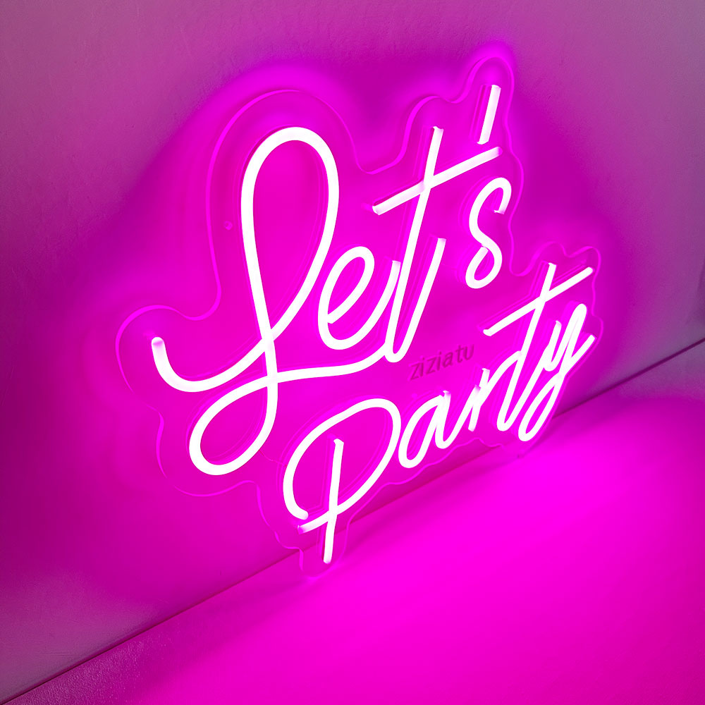 ziziatu Let's Party Neon Sign, LED Light for Home, Yard Party, Wedding, Engagement Backdrop, Room Wall Decoration
